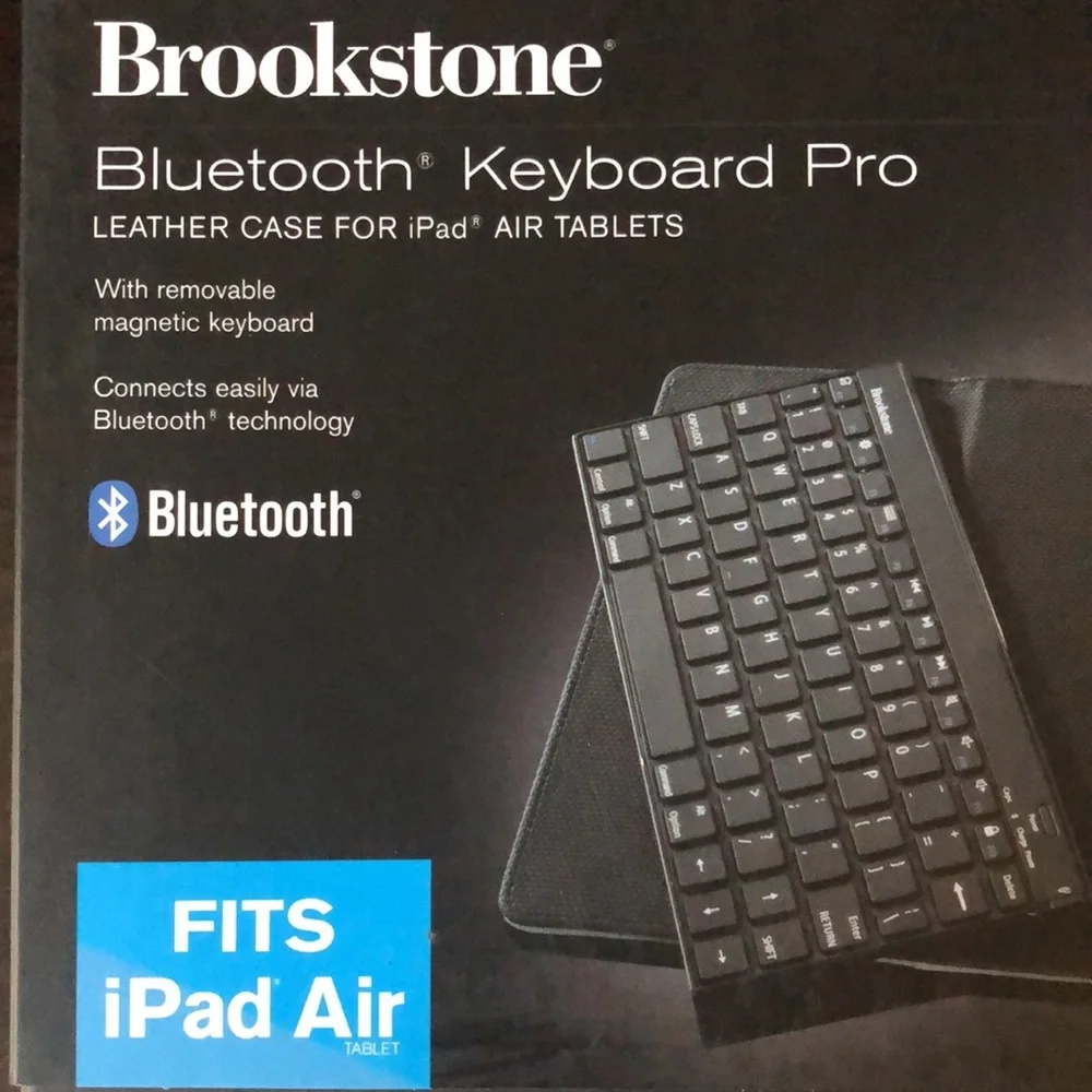 Brookstone Bluetooth Keyboard Pro & Leather Case for iPad Air Tablets